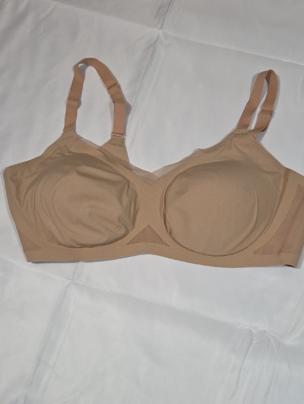 Honeylove Crossover Nude Bra Size L 38B Adjustable Straps Removable Pads